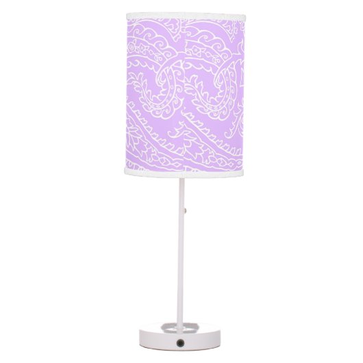 Lilac and White Paisley Table Lamp (Back)
