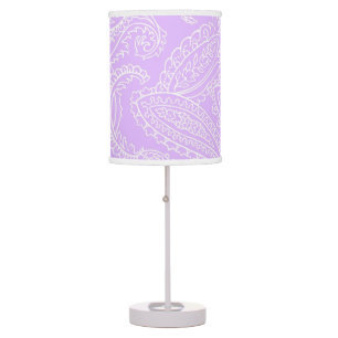 Lilac and White Paisley Table Lamp
