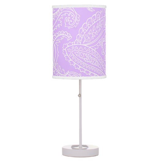 Lilac and White Paisley Table Lamp (Front)