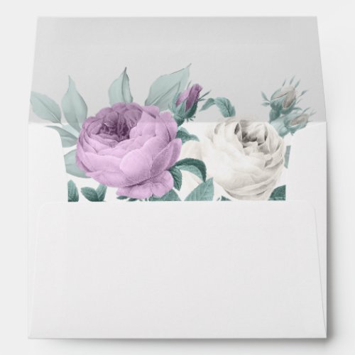 Lilac and White Peonies Wedding Envelope