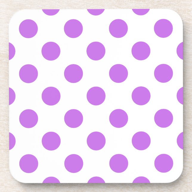 Lilac and white polka dots beverage coaster (Front)