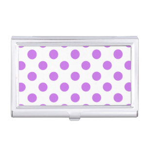 Lilac and white polka dots business card case