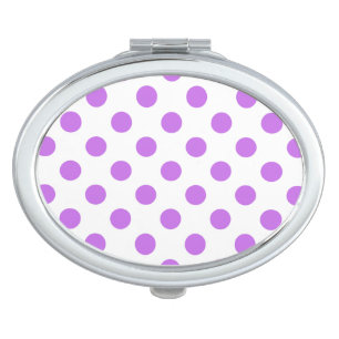 Lilac and white polka dots compact mirror