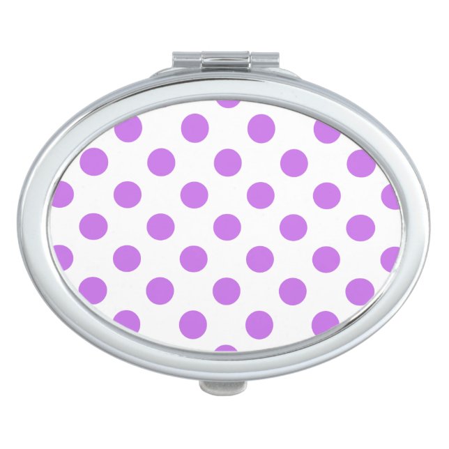 Lilac and white polka dots compact mirror (Front)