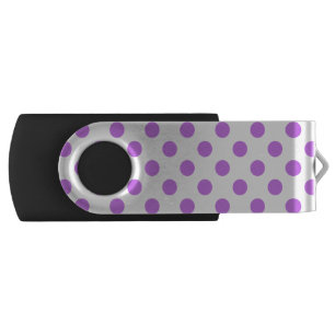 Lilac and white polka dots flash drive