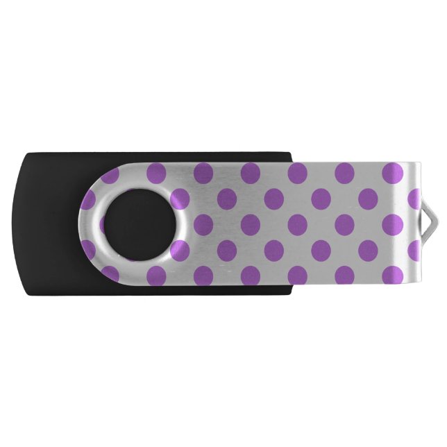 Lilac and white polka dots flash drive (Front)