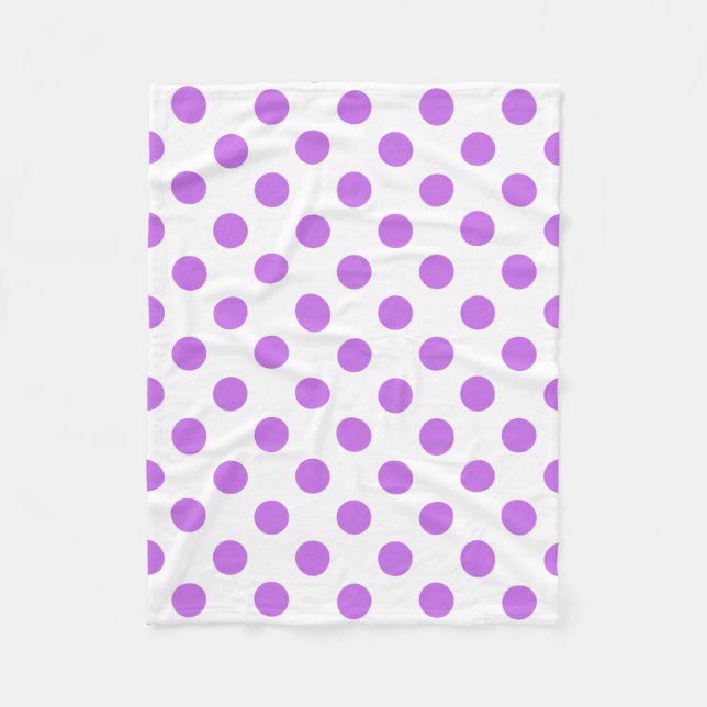 Lilac and white polka dots fleece blanket (Front)