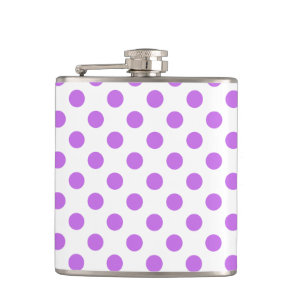 Lilac and white polka dots hip flask