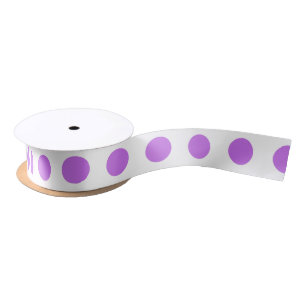 Lilac and white polka dots satin ribbon