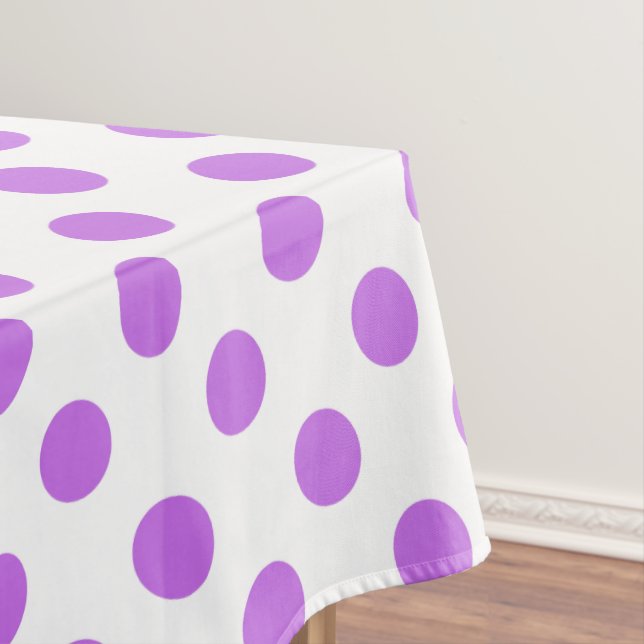 Lilac and white polka dots tablecloth (In Situ)