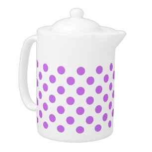 Lilac and white polka dots teapot