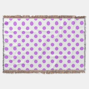 Lilac and white polka dots throw blanket