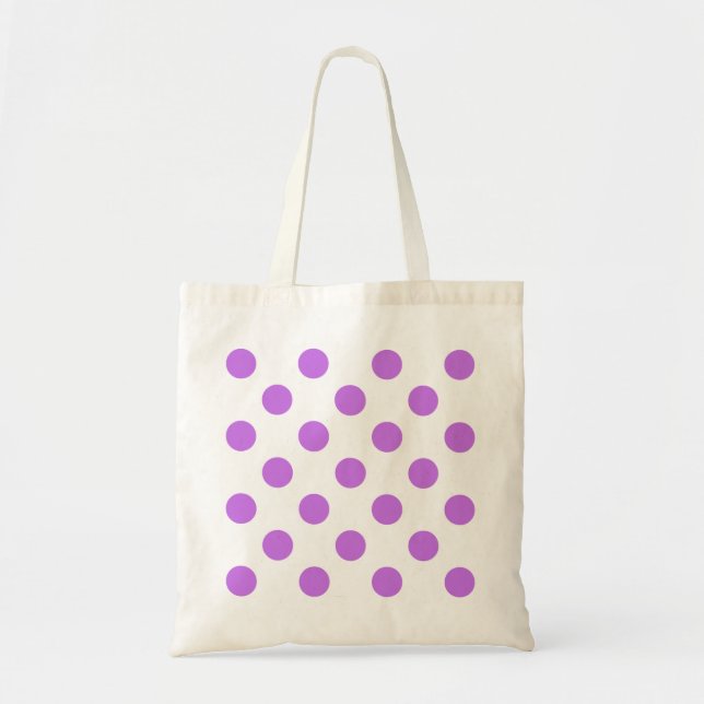 Lilac and white polka dots tote bag (Front)