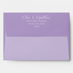 Lilac and white Scirpt Initials Wedding Envelope