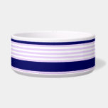 Lilac and white stripes pattern with navy blue bowl<br><div class="desc">Lilac purple and white five stripe pattern with navy blue</div>
