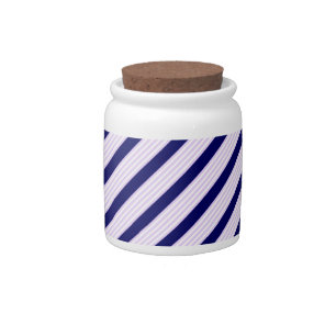 Lilac and white stripes pattern with navy blue candy jar