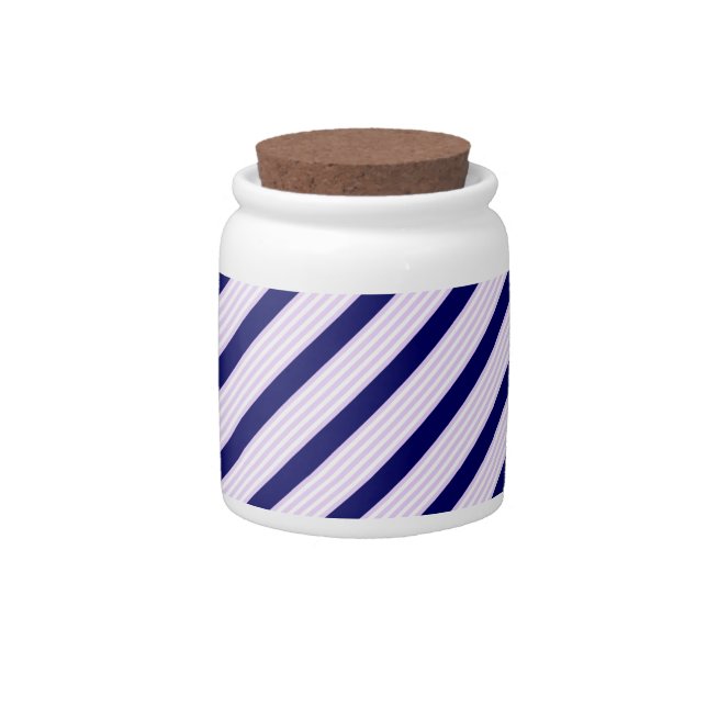 Lilac and white stripes pattern with navy blue candy jar (Front)