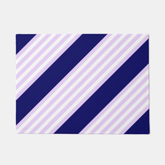 Lilac and white stripes pattern with navy blue doormat (Front)
