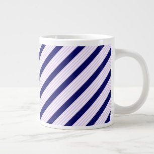 Lilac and white stripes pattern with navy blue giant coffee mug