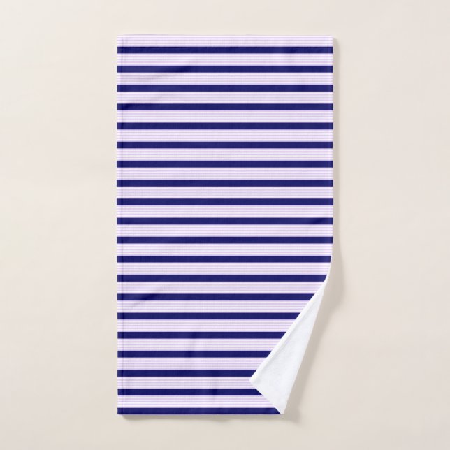 Lilac and white stripes pattern with navy blue hand towel  (Hand Towel)