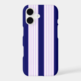 Lilac and white stripes pattern with navy blue iPhone 17 case