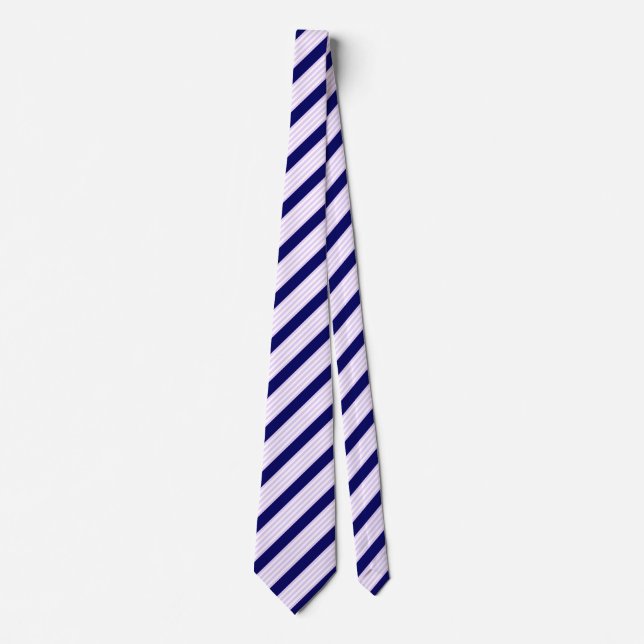 Lilac and white stripes pattern with navy blue neck tie (Front)