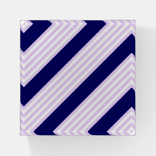 Lilac and white stripes pattern with navy blue paperweight