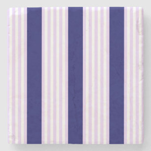 Lilac and white stripes pattern with navy blue stone coaster