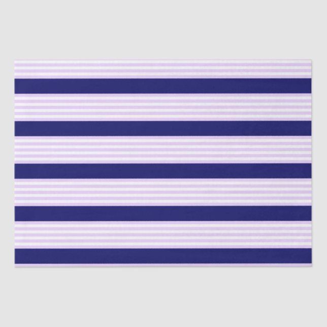 Lilac and white stripes pattern with navy blue tissue paper (Front)