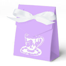 Lilac and White Teacup Tent Favor Boxes