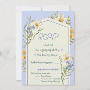 Lilac And White Wildflowers Geometric RSVP Card