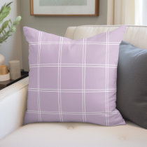 Lilac and White Windowpane Check Throw Pillow