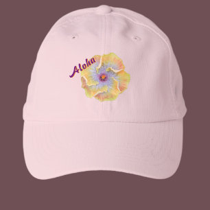 Lilac and Yellow Hibiscus Flower Hawaiian "Aloha" Performance Cap