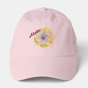 Lilac and Yellow Hibiscus Flower Hawaiian "Aloha" Performance Cap