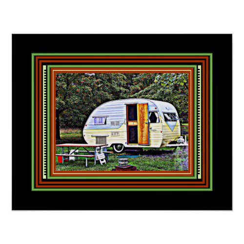 Lilac and Yellow Sweet Vintage Camper Trailer Poster