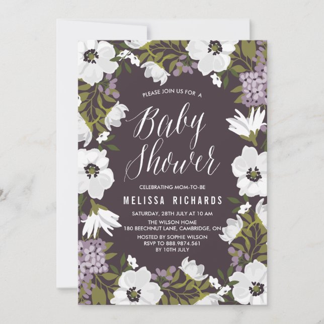 Lilac Anemone Blooms Baby Shower Invitation (Front)