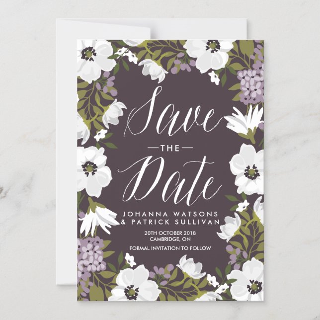 Lilac Anemone Blooms Save the Date Magnets (Front)