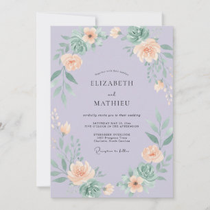 Lilac Apricot Succulent Eucalyptus Wedding Invitation