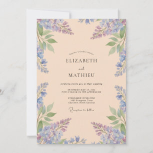 Lilac Apricot Wisteria Wedding Invitation