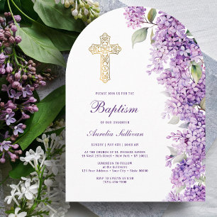 Lilac Arch Baptism Invitation