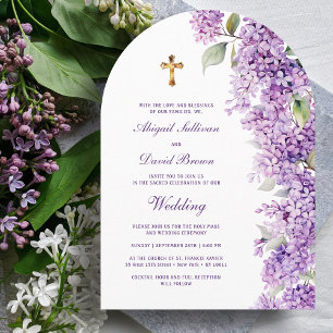 Lilac Arch Religious Wedding Invitation