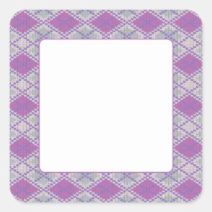 LILAC ARGYLE KNIT 1.5" Square Stickers