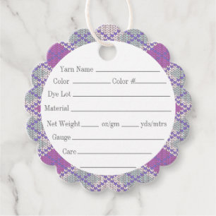LILAC ARGYLE KNIT 2" Scalloped Round Yarn Tags