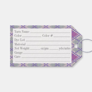 LILAC ARGYLE KNIT 3.5"x2" Yarn Tags