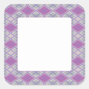LILAC ARGYLE KNIT 3" Square Stickers