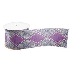 LILAC ARGYLE KNIT 3" Wide Satin Ribbon
