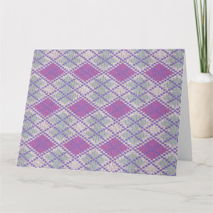 LILAC ARGYLE KNIT Big Greeting Card / Horizontal