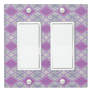LILAC ARGYLE KNIT Double Rocker Light Switch Cover