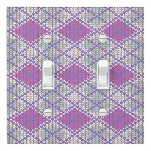 LILAC ARGYLE KNIT Double Toggle Light Switch Cover