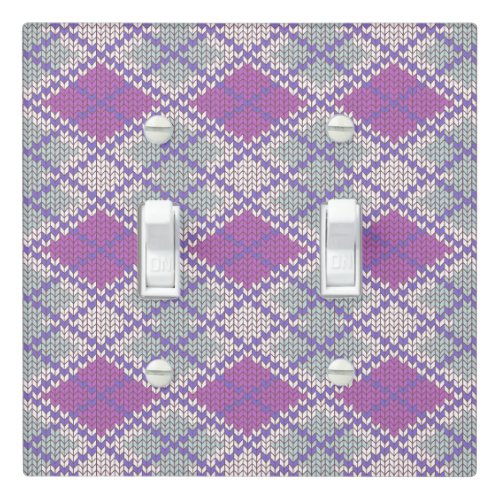 LILAC ARGYLE KNIT Double Toggle Light Switch Cover